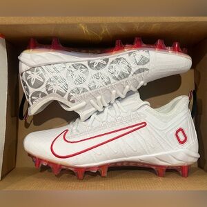 Men’s Nike Alpha Huarache 7 Pro Low Lacrosse Cleats White OHIO STATE PE